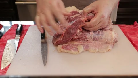 Cutting Meat Video stock 142252601