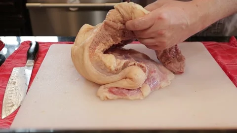 Cutting Meat Video stock 142253988