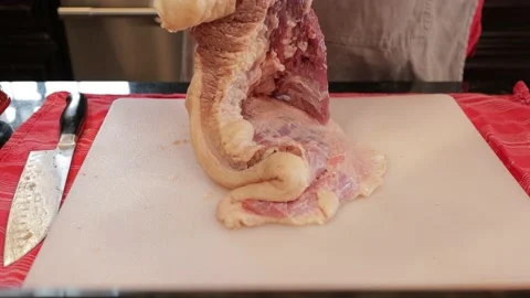Cutting Meat Stock Footage 142255126