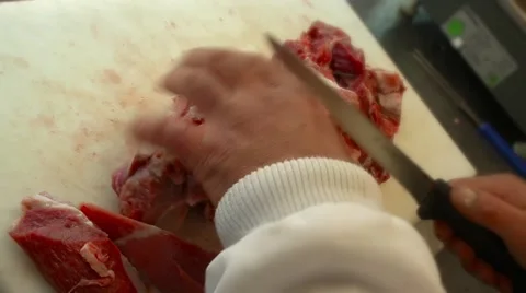 Cutting-meat-market Stock Footage 55581996