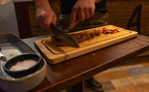 Cutting the meat Stock Photos