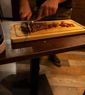 Cutting the meat Stock Photos