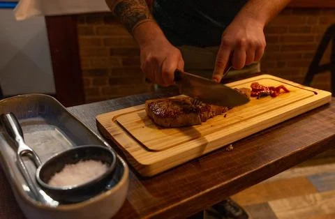 Cutting the meat Stock Photos