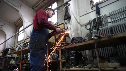 Cutting metal and making custom parts Stock Footage 221433887