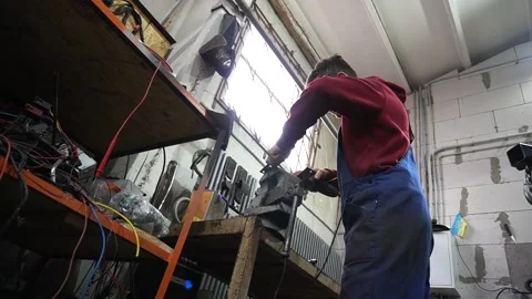 Cutting metal and making custom parts Stock Footage 221433966