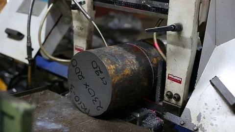 Cutting metal bars Stock Footage 75613510