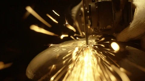 Cutting metal disc in front view close up Stock Footage 95775807