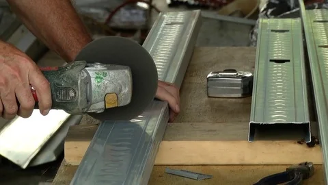 Cutting Metal Stock Footage 77358002