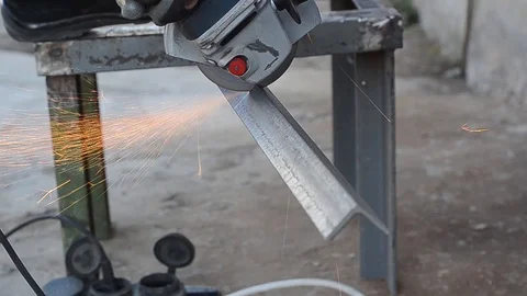 Cutting a metal Stock Footage 123640672