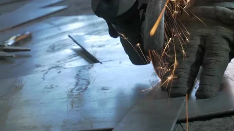 Cutting Metal Stock Footage 138498757