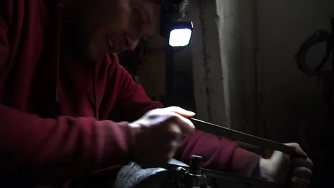 Cutting metal Stock Footage 222888594