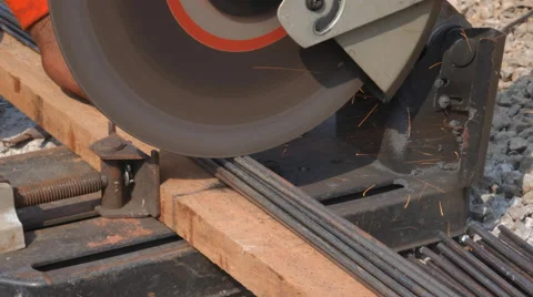 Cutting metal with grinder Stock Footage 58436023