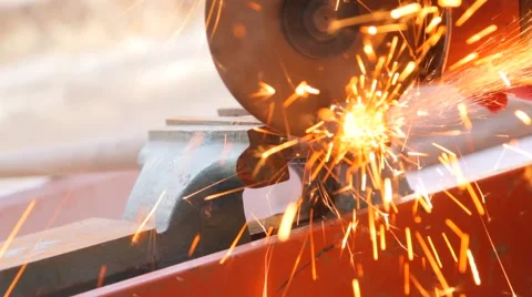 Cutting metal with grinder Stock Footage 60797696