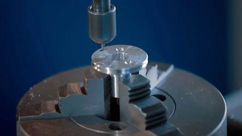 Cutting metal modern processing technology. Milling machine cutting the sample Stock Footage 130003939