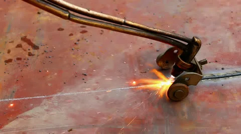 Cutting metal plates Stock Footage