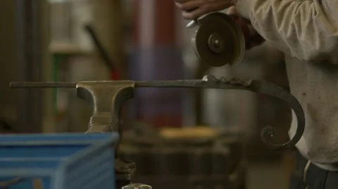 Cutting Metal With Sharp Sparks. Part 2 Stock Footage 60911216