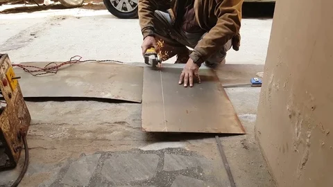 Cutting the metal sheet Stock Footage 84794187