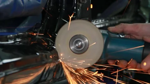Cutting metal with sparks Stock Footage 47983481
