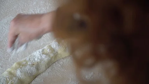 Cutting method pasta homemade italian lady Stock Footage 128987828