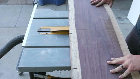 Cutting Mexican Ebony and Getting Table Saw Kick Back Stock Footage 132056342