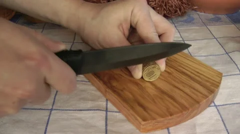 Cutting of money Stock Footage 52196381