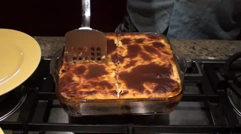 Cutting moussaka 2 Stock Footage 25610106