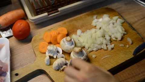 Cutting Mushroom Stock Footage 70789910