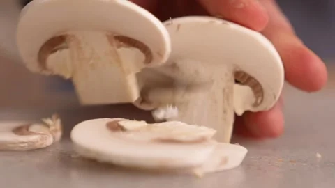 CUTTING MUSHROOM Stock Footage 244484283