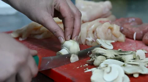 Cutting mushrooms Stock Footage 1848541