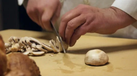 Cutting mushrooms Stock Footage 36991700