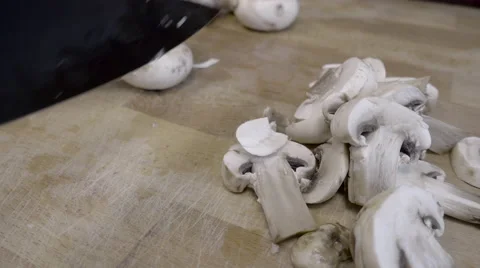 Cutting Mushrooms Stock Footage 55691074