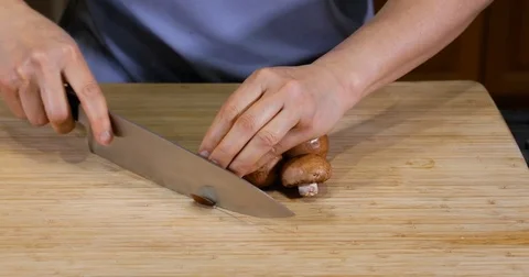 Cutting Mushrooms Stock Footage 83254150