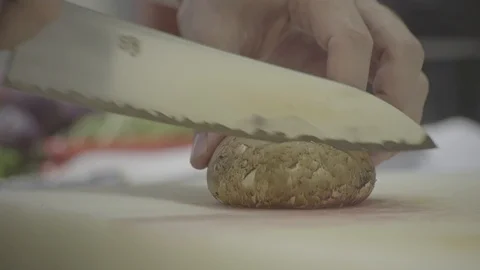 Cutting mushrooms Stock Footage 113478561