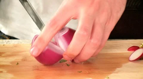 Cutting Onion Stock Footage 10898641