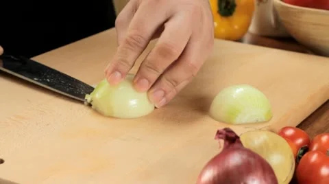 Cutting onion Stock Footage 12720163
