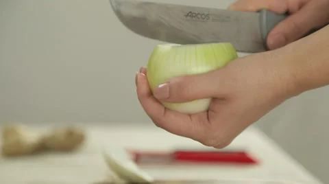 Cutting Onion Stock Footage 50981977