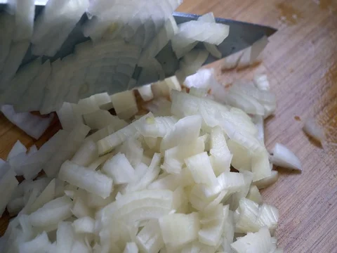 Cutting the onion Stock Footage 75043016