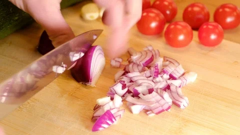Cutting onion Stock Footage 88496167