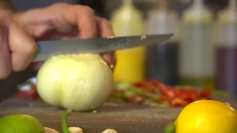 Cutting Onion Stock Footage 91305361