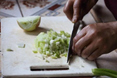 Cutting onion Stock Photos