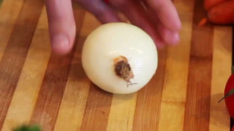 Cutting an onion in small pieces Stock Footage 34254318