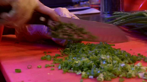 Cutting onions. Close up Stock Footage 32779752
