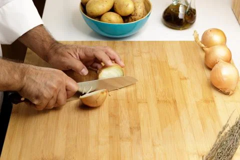 Cutting onions Stock Photos