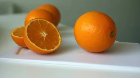 Cutting oranges Stock Footage 11880300