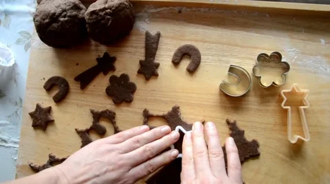 Cutting out gingerbread dough Stock Footage 46773335