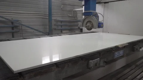 Cutting out quartz stone on a professional machine Stock Footage 106596846