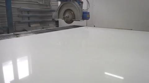 Cutting out quartz stone on a professional machine Stock Footage 106596853