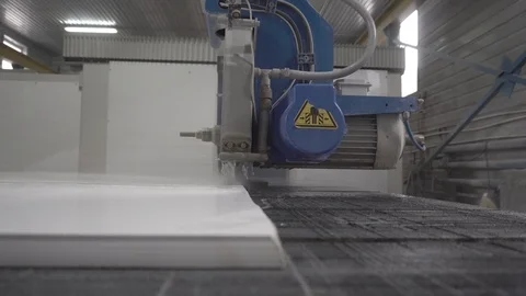Cutting out quartz stone on a professional machine Stock Footage 106596908