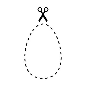Cutting oval shape worksheet element for preschool and kindergarten Stock Illustration