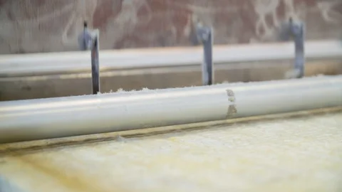 Cutting Pallets Of Foam With A Machine Stock Footage 129398779